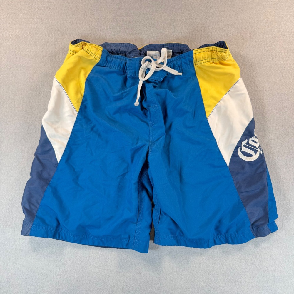 Corona Extra Vintsge Mens Swim Trunks Blue Colorblock Board Shorts Medium